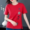 Short-sleeved T-shirt for women, 2025 new summer Korean style, loose and plus-size, artistic printed T-shirt for chubby girls, trendy top Application Scenario